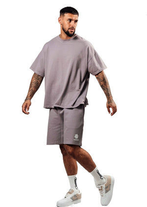 OVERSIZED TEE & SHORTS CO ORD SET - ACID GREY