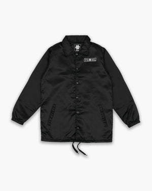COACH JACKET // Silk Satin Black with White Embroidery