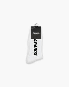 Premium Socks // White with Black Logo