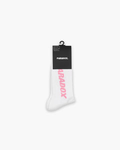 Premium Socks // White with Pink Logo